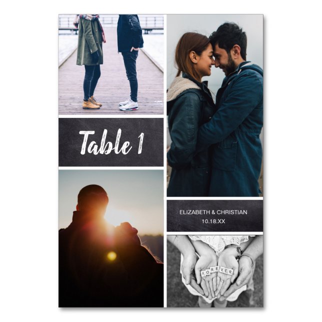 Tarjeta De Mesa Número de tabla del Boda del Collage de fotos de p (Anverso)