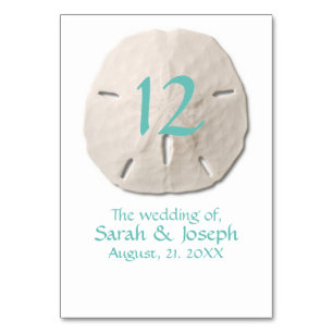 Tarjeta De Mesa Número de tabla del Boda del dólar de arena
