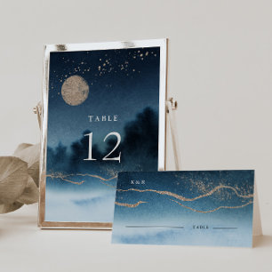 Tarjeta De Mesa Número de tabla del Boda del paisaje de la noche a