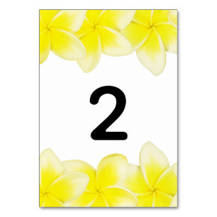 Tarjeta De Mesa Número de tabla del Boda del Plumeria Frangipani a