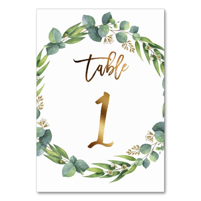 Tarjeta De Mesa Número de tabla del boda Eucalyptus (Reverso)
