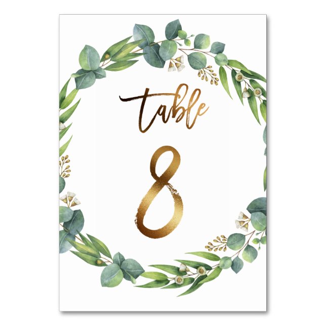 Tarjeta De Mesa Número de tabla del boda Eucalyptus (Reverso)