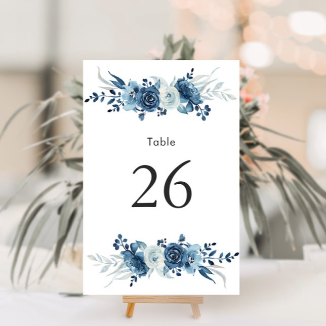 Tarjeta De Mesa Número de tabla del boda floral azul (Subido por el creador)