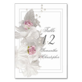 Tarjeta De Mesa Número de tabla del boda floral blanco