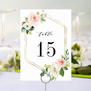 Tarjeta De Mesa Número de tabla del Boda floral de la sangre blanc