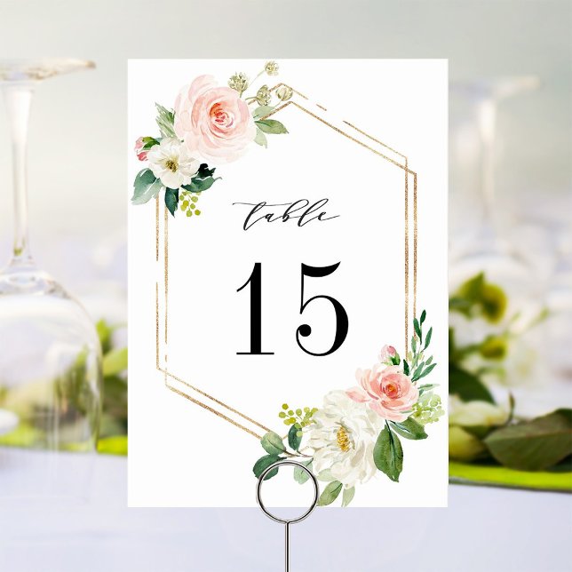 Tarjeta De Mesa Número de tabla del Boda floral de la sangre blanc (Subido por el creador)