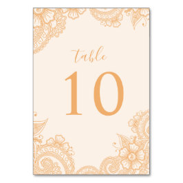 Tarjeta De Mesa Número de tabla del Boda Mehndi