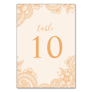 Tarjeta De Mesa Número de tabla del Boda Mehndi