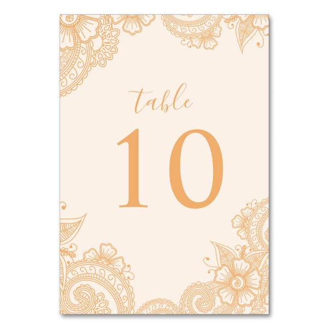 Tarjeta De Mesa Número de tabla del Boda Mehndi (Anverso)
