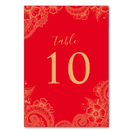 Tarjeta De Mesa Número de tabla del Boda Mehndi