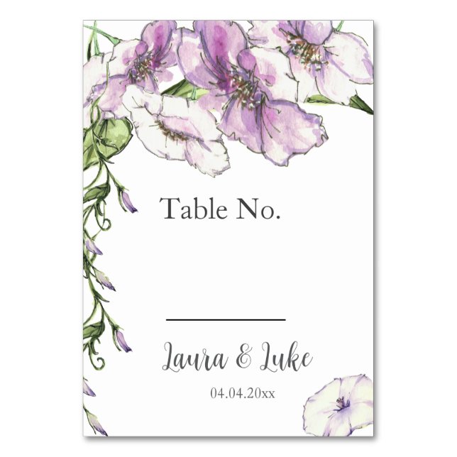 Tarjeta De Mesa Número de tabla del Boda Pansy moderno (Anverso)