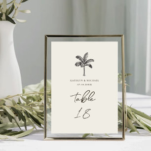Tarjeta De Mesa Número de tabla del Boda tropical Minimalista del 