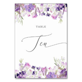Tarjeta De Mesa Número de tabla diez de lavanda floral