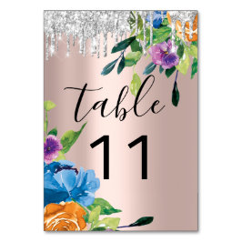 Tarjeta De Mesa Número de tabla Dris Rosa Boda de la Marina Plata