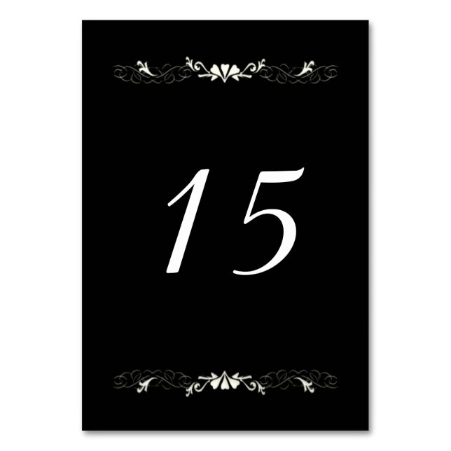 Tarjeta De Mesa Número de tabla en blanco y negro (Reverso)