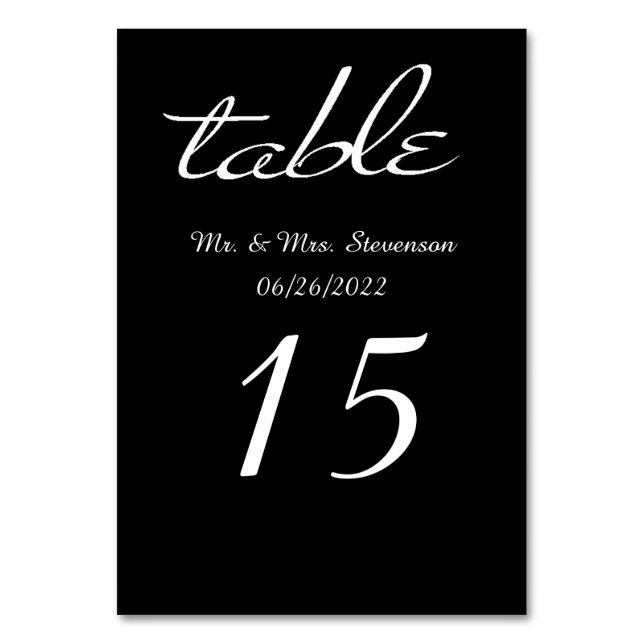 Tarjeta De Mesa Número de tabla en blanco y negro (Anverso)