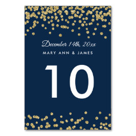 Tarjeta De Mesa Número de tabla Faux Purpurina Confetti Azul