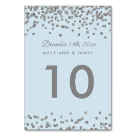 Tarjeta De Mesa Número de tabla Faux Purpurina Confetti Ice Azul