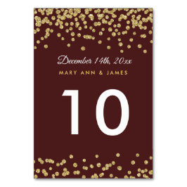 Tarjeta De Mesa Número de tabla Faux Purpurina Confetti Marsala
