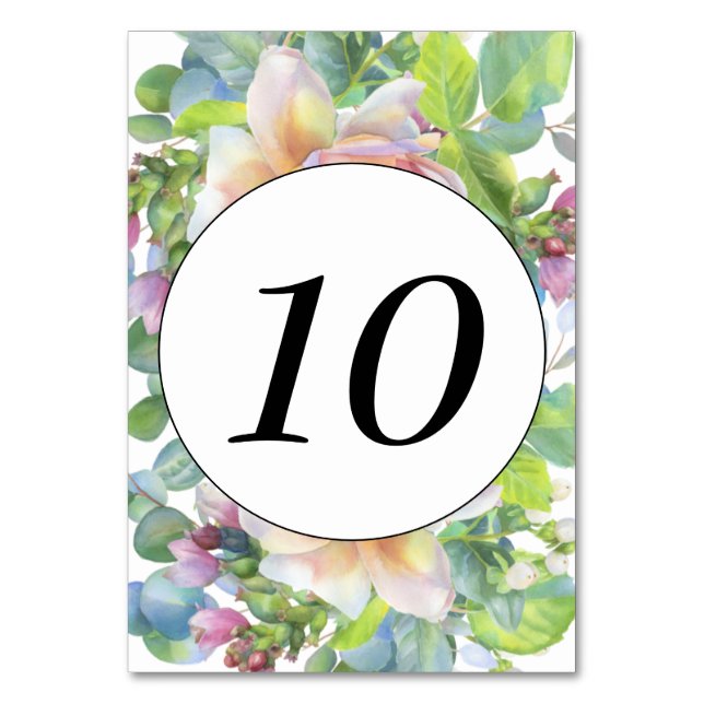 Tarjeta De Mesa Número de tabla floral (Anverso)