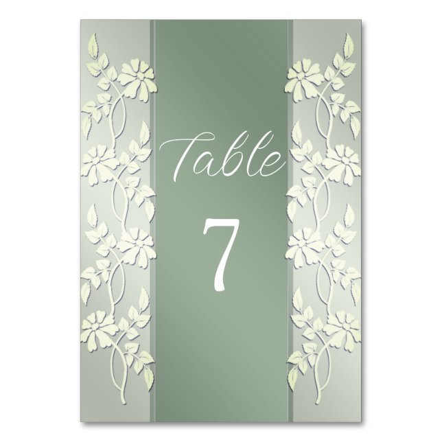 Tarjeta De Mesa Número de tabla floral amarillo verde (Anverso)