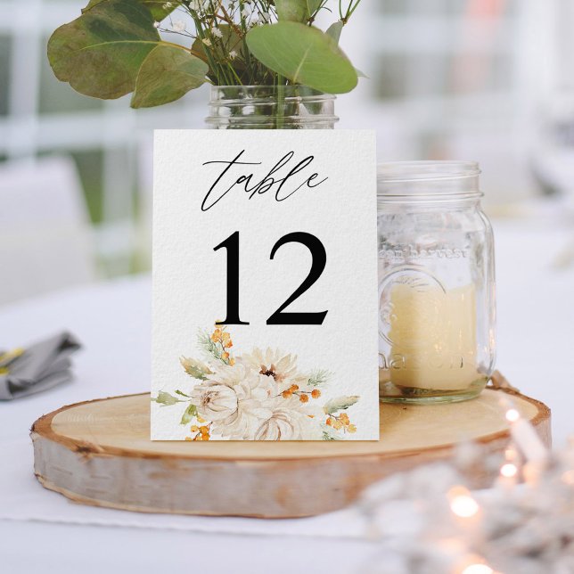 Tarjeta De Mesa Número de tabla floral beis y Naranja (Subido por el creador)
