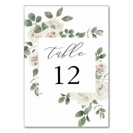 Tarjeta De Mesa Número de tabla floral blanda blanca