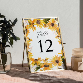 Tarjeta De Mesa Número de tabla floral de girasol de otoño