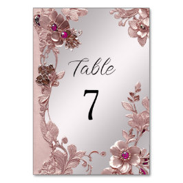 Tarjeta De Mesa Número De Tabla Floral De Ornato Rosa