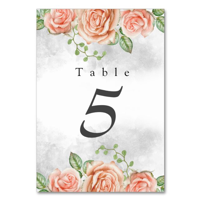 Tarjeta De Mesa Número de tabla floral rosa Rubor (Anverso)
