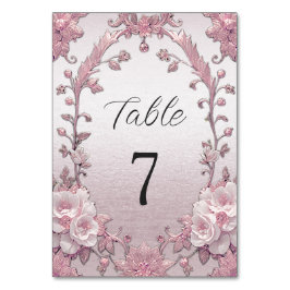 Tarjeta De Mesa Número de tabla floral rosa único