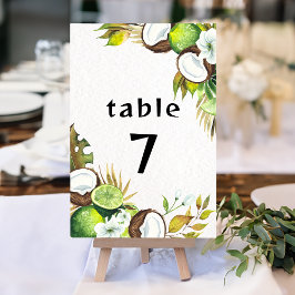 Tarjeta De Mesa Número de tabla hawaiano tropical