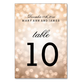 Tarjeta De Mesa Número de tabla Luces de Purpurina de cobre
