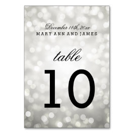 Tarjeta De Mesa Número de tabla Luces de Purpurina plateado