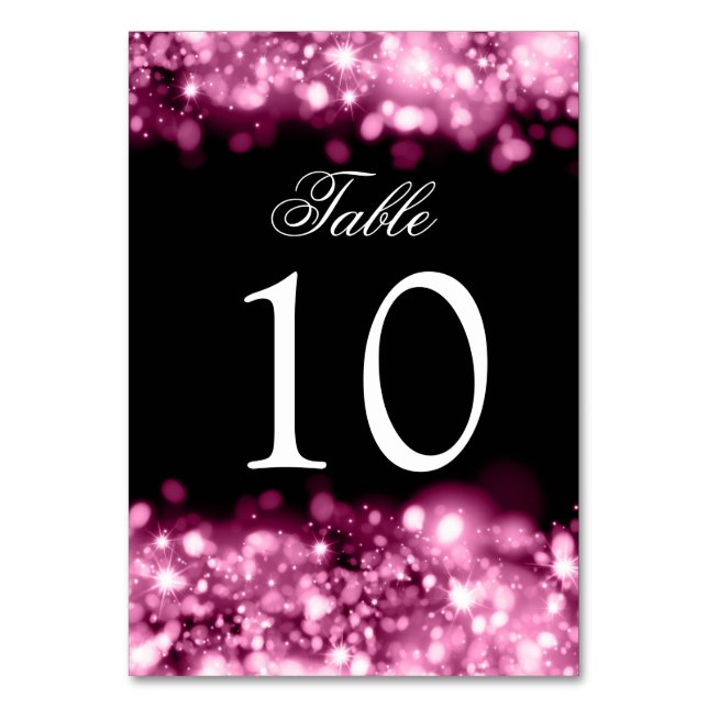 Tarjeta De Mesa Número de tabla Luces parkantes rosadas (Anverso)