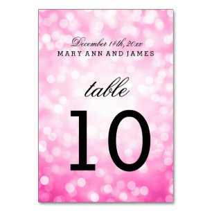 Tarjeta De Mesa Número de tabla Luces Purpurinas rosadas