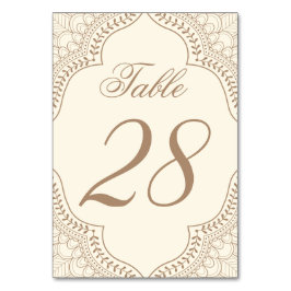 Tarjeta De Mesa Número de tabla Mehndi indio | Color editable