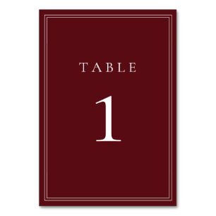 Tarjeta De Mesa Número de tabla Minimalista clásica de Wine Bordea