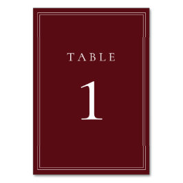Tarjeta De Mesa Número de tabla Minimalista clásica de Wine Bordea