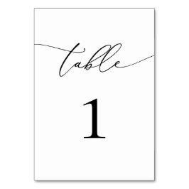 Tarjeta De Mesa Número de tabla Minimalista en blanco y negro