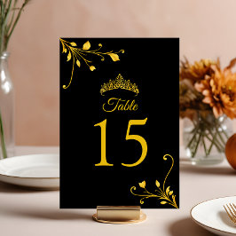 Tarjeta De Mesa Número de tabla Minimalista moderna de color negro