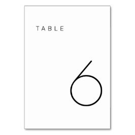 Tarjeta De Mesa Número de tabla Minimalista moderna en blanco y ne