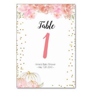 Tarjeta De Mesa Número de tabla moderna de calabaza floral