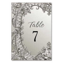 Tarjeta De Mesa Número de tabla moderna ordenada de plata