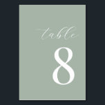 Tarjeta De Mesa Número de tabla moderna verde sage minimalista<br><div class="desc">Número de tabla moderna verde sage minimalista</div>