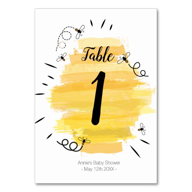 Tarjeta De Mesa Número de tabla moderno de abee (Anverso)