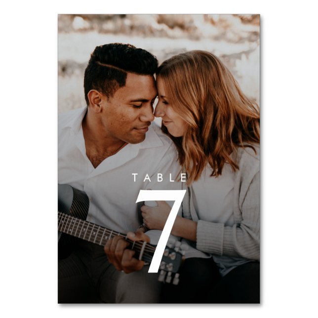 Tarjeta De Mesa Número de tabla moderno de dos Bodas fotográficos (Anverso)