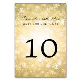 Tarjeta De Mesa Número de tabla Oro Invierno Maravilla