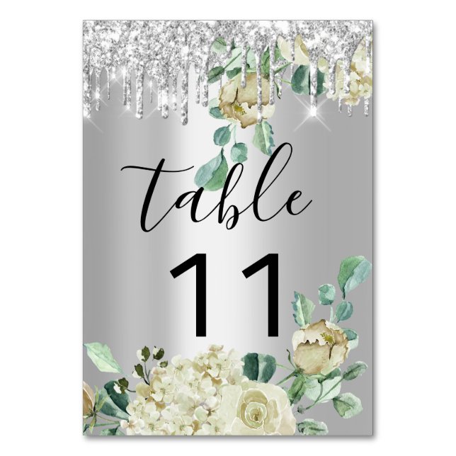 Tarjeta De Mesa Número de tabla Perforaciones Boda de Purpurina de (Reverso)