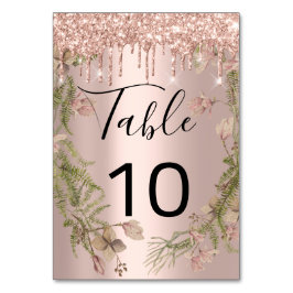 Tarjeta De Mesa Número de tabla Perforaciones negras Chispas Rosas